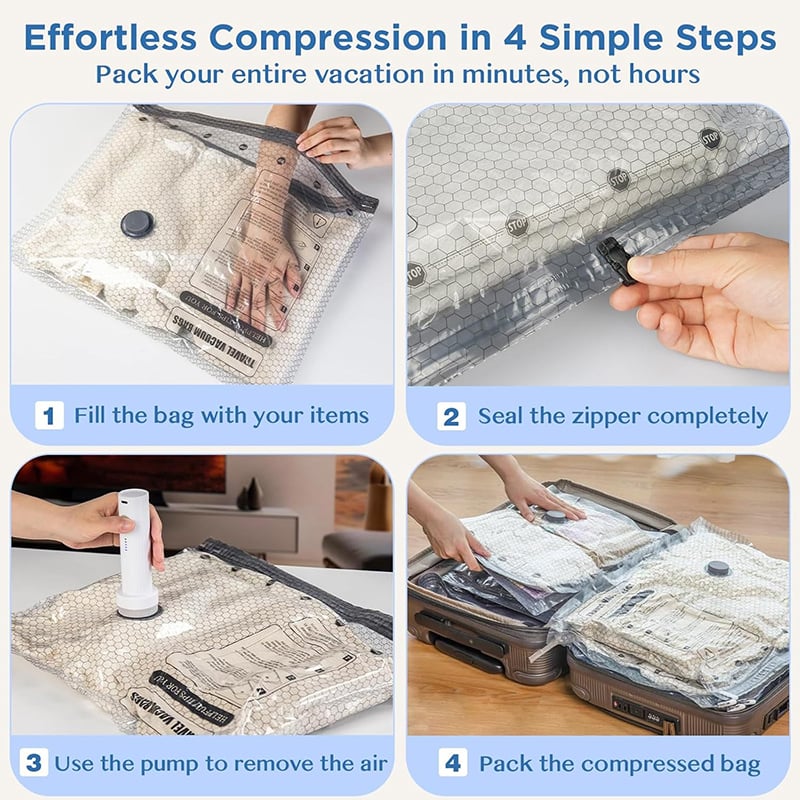 🔥Last Day Special Offer(Second Item 60% Off)🔥-Cordless Travel Vacuum Storage Compression Bag Set