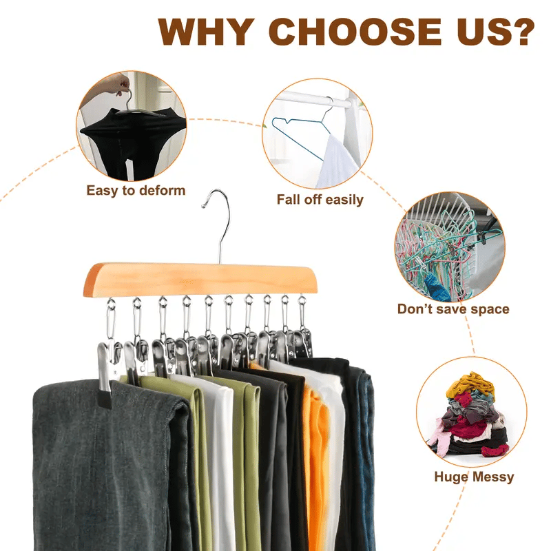 🔥Last Day Special Offer(Second Item 60% Off)🔥Closet Organizer with 10 Clips - Space Saving Hanging Closet Organizer