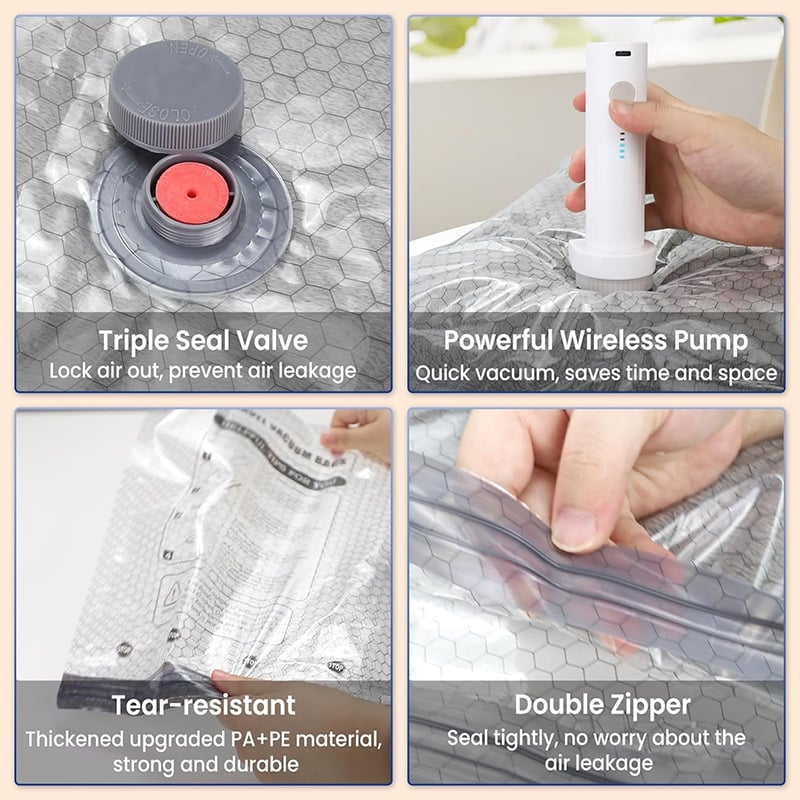 🔥Last Day Special Offer(Second Item 60% Off)🔥-Cordless Travel Vacuum Storage Compression Bag Set