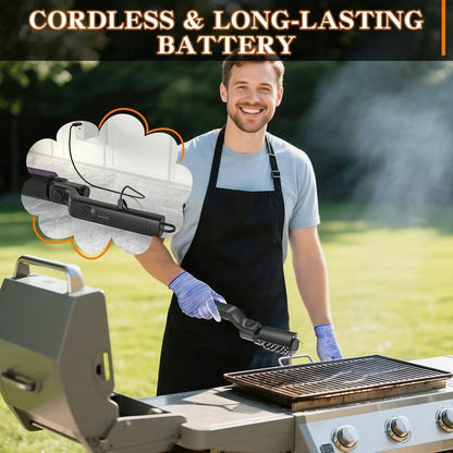 🔥Last Day Offer: 2nd Set 60% OFF🔥Electric BBQ Grill Brush Cordless and Rechargeable Stainless Steel Bristles,Two Cleaning Brushes,Adjustable Angle