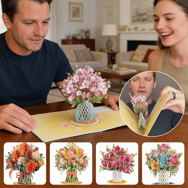 🏆Last Day Special Price 💐2-in-1 Gift & Décor for Every Moment🌸3D Flower Bouquet Pop Up Card