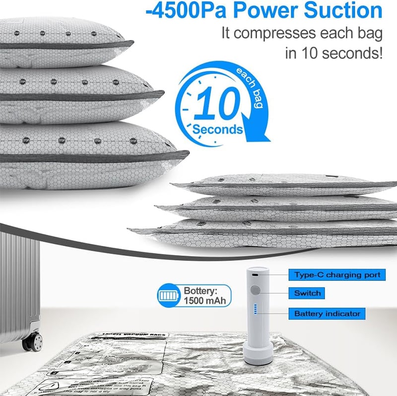 🔥Last Day Special Offer(Second Item 60% Off)🔥-Cordless Travel Vacuum Storage Compression Bag Set