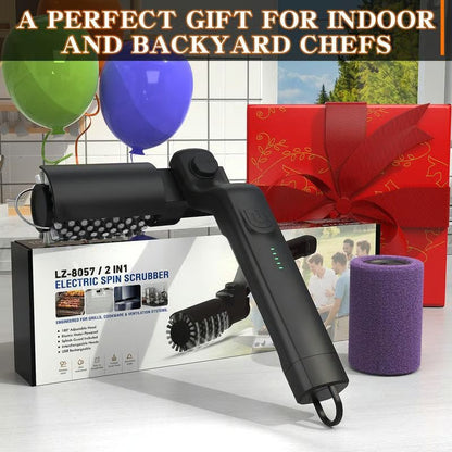 🔥Last Day Offer: 2nd Set 60% OFF🔥Electric BBQ Grill Brush Cordless and Rechargeable Stainless Steel Bristles,Two Cleaning Brushes,Adjustable Angle