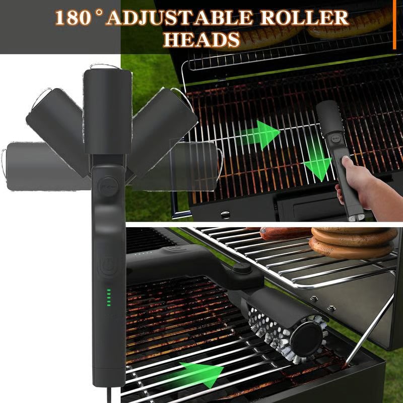 🔥Last Day Offer: 2nd Set 60% OFF🔥Electric BBQ Grill Brush Cordless and Rechargeable Stainless Steel Bristles,Two Cleaning Brushes,Adjustable Angle