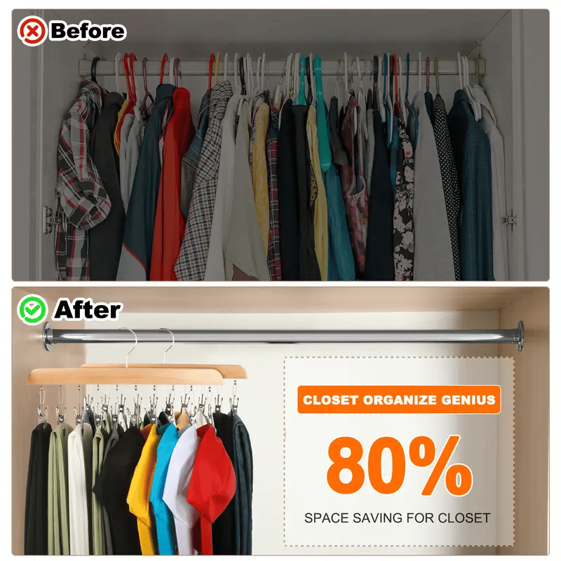 🔥Last Day Special Offer(Second Item 60% Off)🔥Closet Organizer with 10 Clips - Space Saving Hanging Closet Organizer
